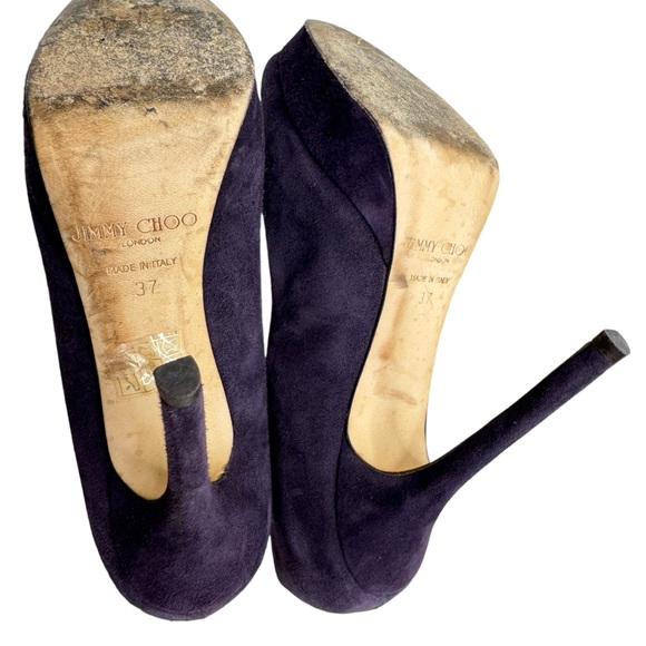 Jimmy Choo Cosmic Eggplant Dark Plum Suede Platform Pumps - Picture 8 of 10